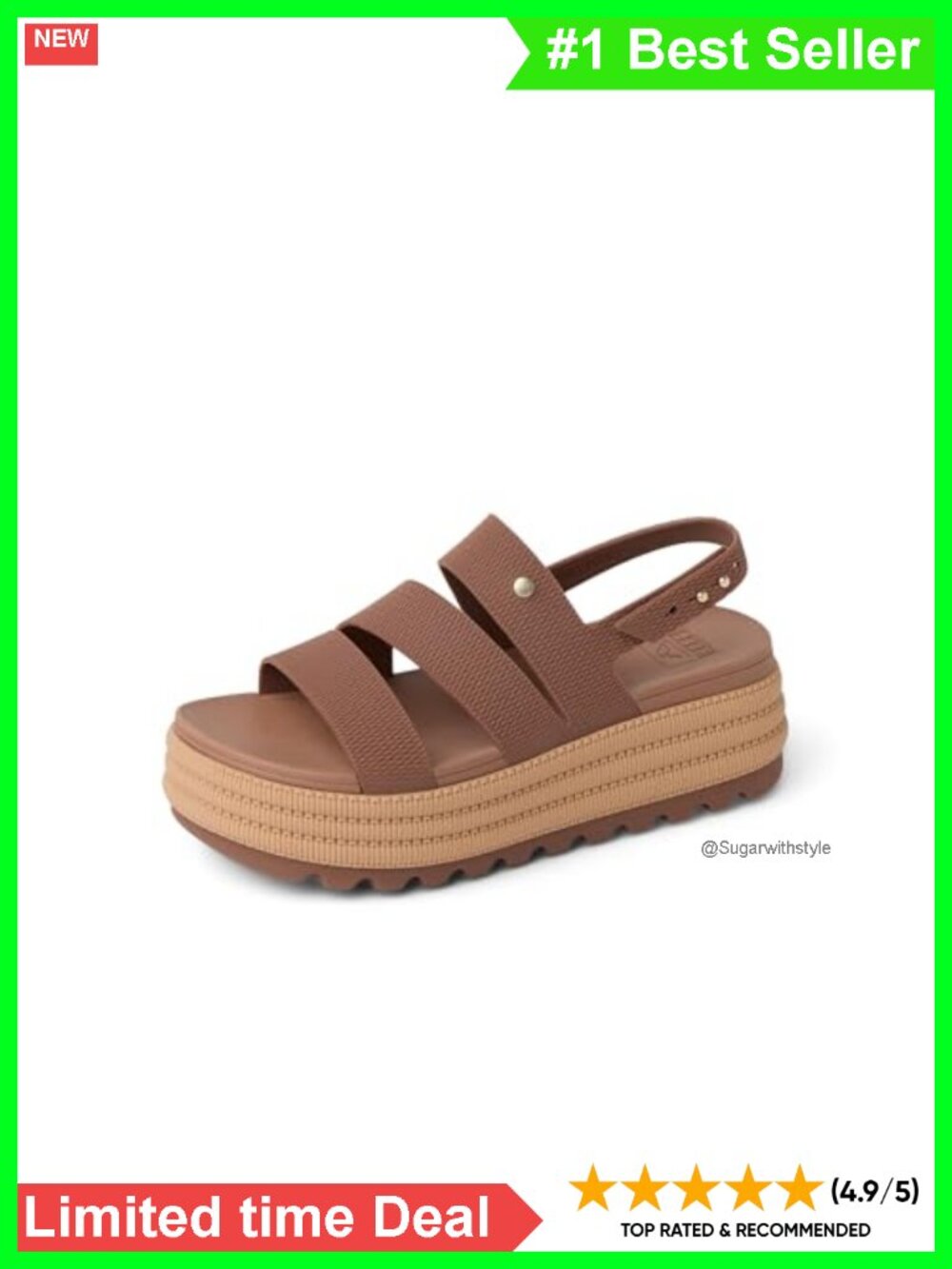 Water-Friendly Strappy Platform Sandals Adjustable Metal Post